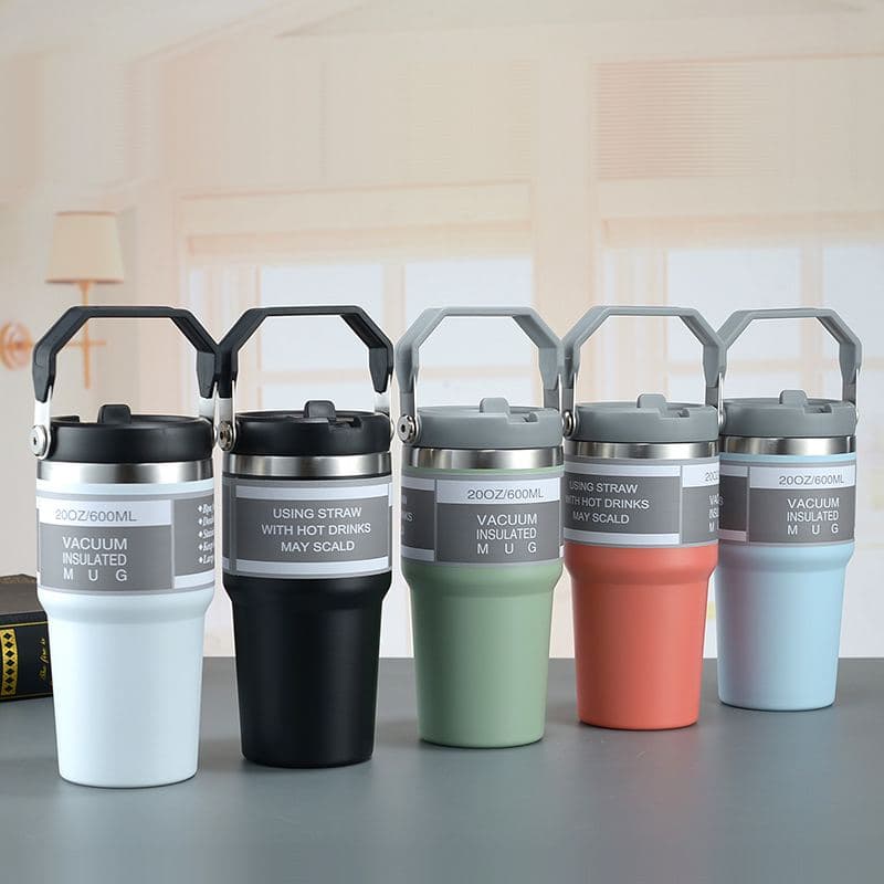 Diwangxin Handled Tumbler with Spout Lid and Straw