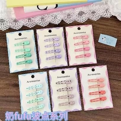 Polka Dot Pastel Snap Hair Clips