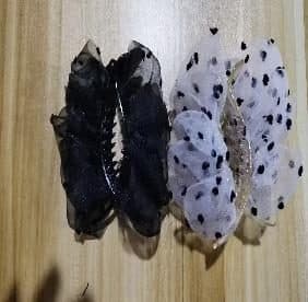 Black and White Polka Dot Organza Bow Claw Clip