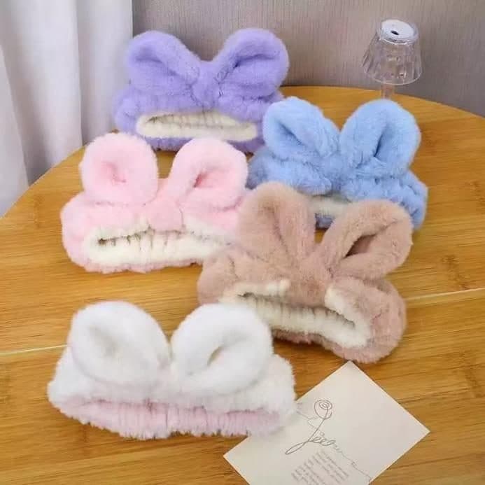 Bunny Ear Spa Hair Band, Purple, Pink and Brown