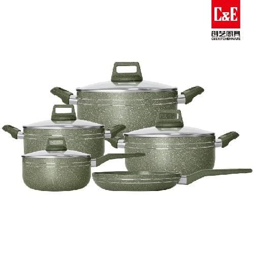 9pc 2.2mm Aluminium Cookware Set with Glass Lids, 20/24/26/28cm 3