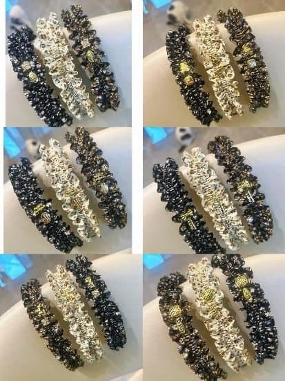 Beaded Ruffle Headband, Assorted Colours