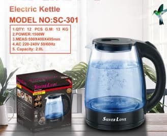Glass Electric Kettle SC-301, 2.0L, 1500W