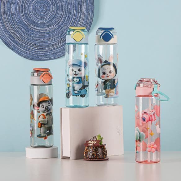 Plastic Water Bottle, 800 ml, PC+PP, 7.5 x 25 cm, Ref. WB60376