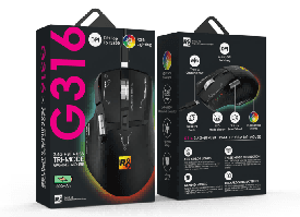 R8 G316 7D Wired & 2.4G & BT Rechargeable Gaming Mouse with LED Screen Display RGB Lighting 2
