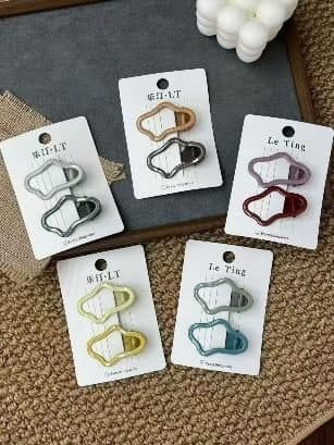 Pastel Outline Snap Hair Clips, Teardrop and Heart