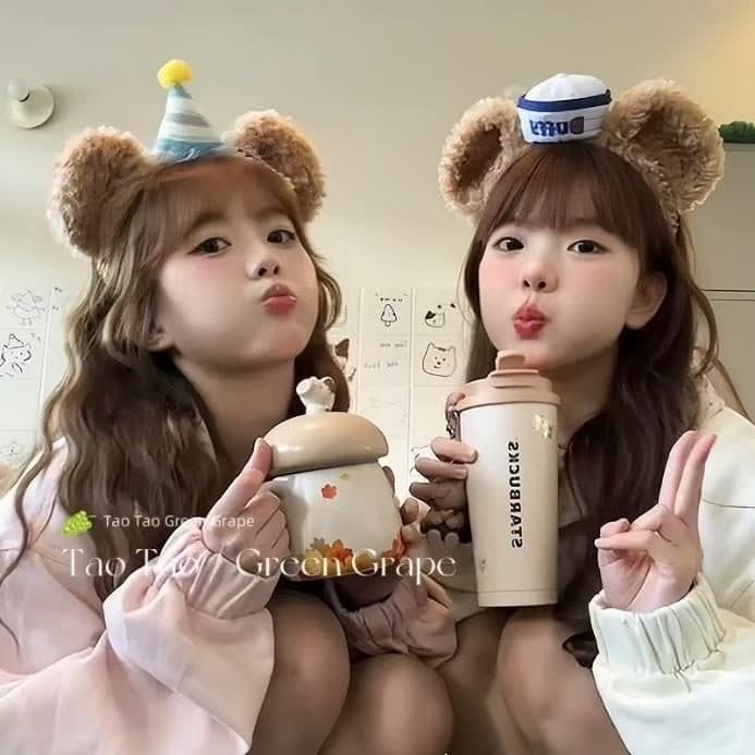 Bear Ear Headband with Cup, Brown
