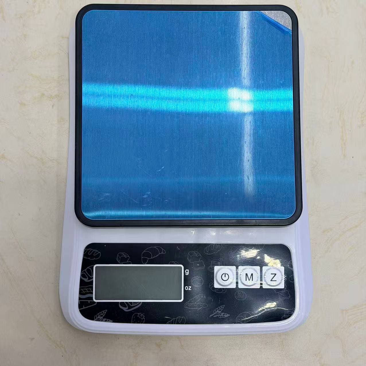 Kitchen Scale with Baking Print Panel, Blue Steel Platform