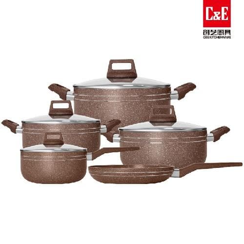 9pc 2.2mm Aluminium Cookware Set with Glass Lids, 20/24/26/28cm 4