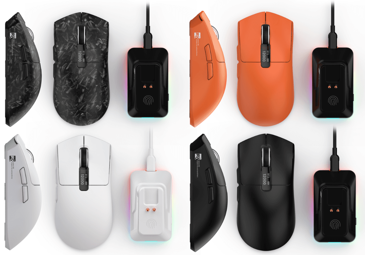 R8 G317 5D Wired & 2.4G & BT Rechargeable Gaming Mouse with LED Screen Display RGB Lighting
