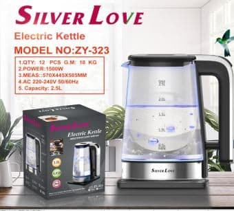 Glass Electric Kettle ZY-323, 2.5L, 1500W