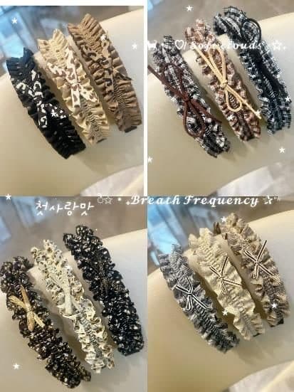 Ruffled Headband with Bow, Assorted Colours