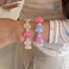 Beaded Bracelet with Bows, Pastel