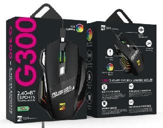 R8 G300 7D Wireless 2.4G & BT Rechargeable Gaming Mouse RGB Lighting, 800-1200-1600 DPI, 7 Buttons
