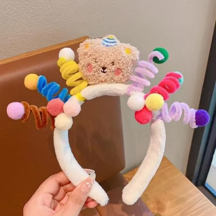 Bear and Curl Headband, Pink
