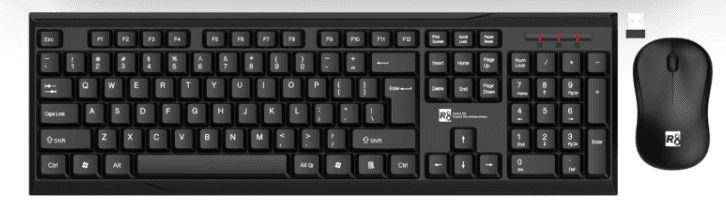 R8 1913 Wireless Keyboard and Mouse Combo English & Arabic & Spanish layout, 104 Keys
