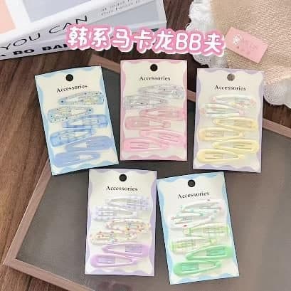 Macaron Pastel Snap Hair Clips, Korean Style