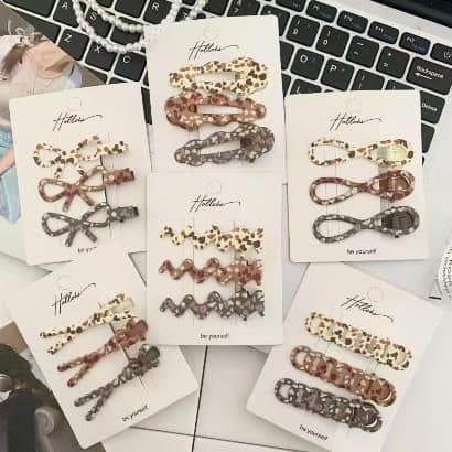 Leopard Print Snap Hair Clips with Bow, Brown Tones