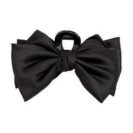 Black Satin Double Bow Claw Clip, 13 cm