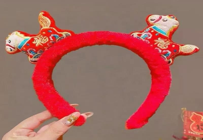 Lunar New Year Zodiac Headband, Red