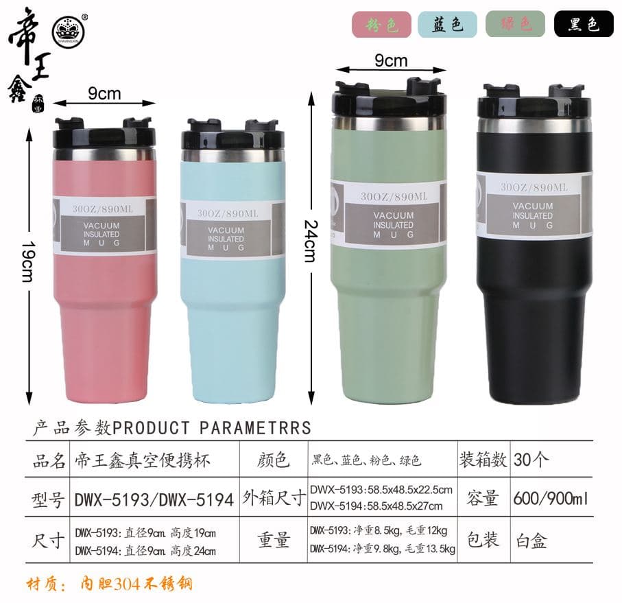 Diwangxin DWX-5193 Handled Tumbler with Three-Way Lid