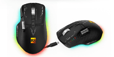R8 G316 7D Wired & 2.4G & BT Rechargeable Gaming Mouse with LED Screen Display RGB Lighting