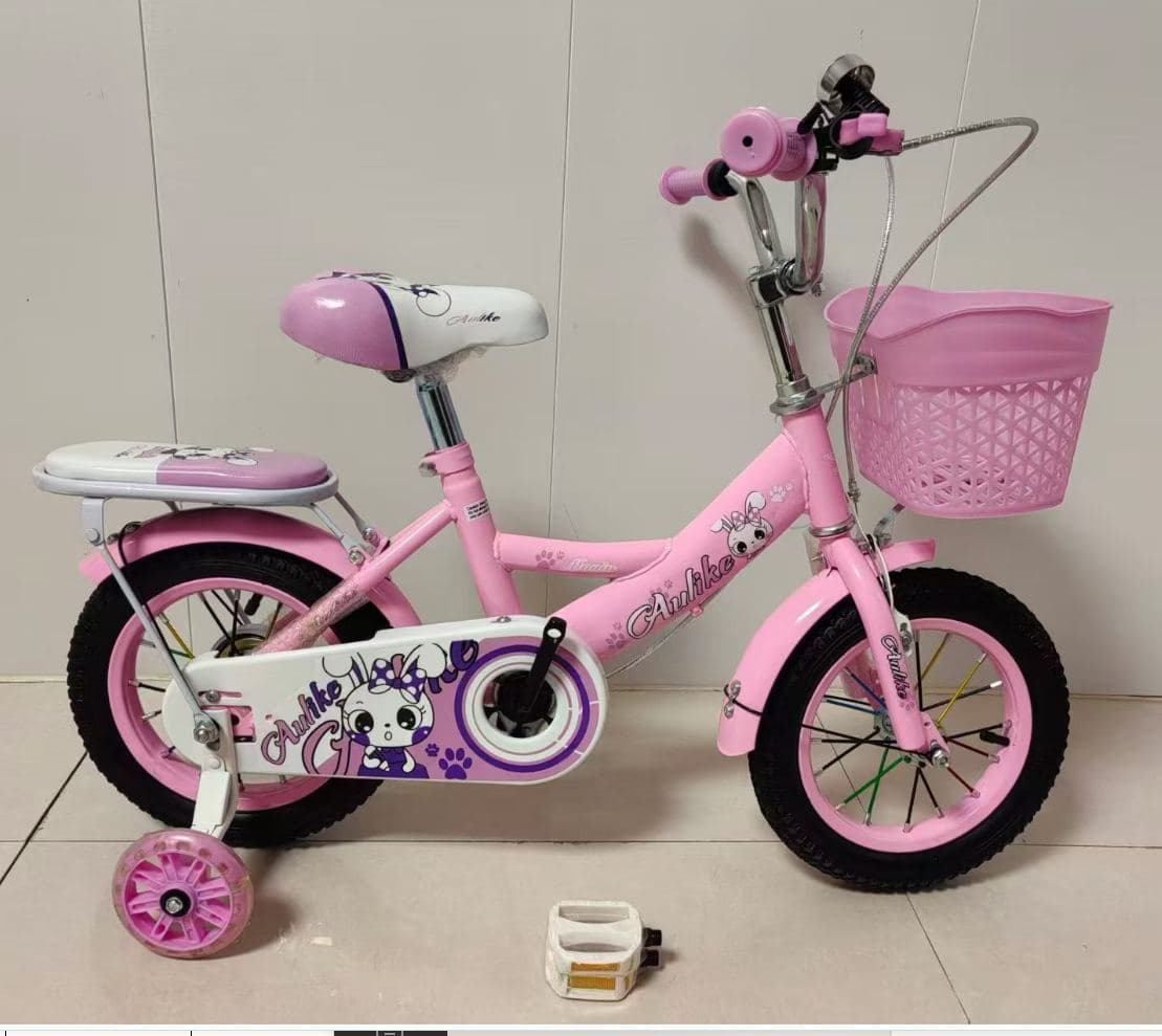 Ulike 6607 Girls Bike with Woven Basket and Rear Seat