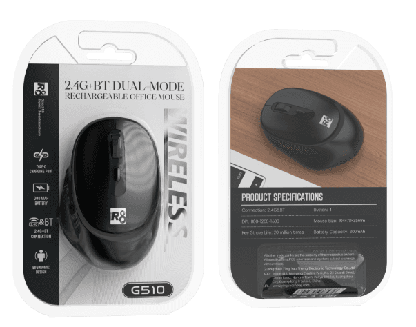 R8 G510 4D Wireless 2.4G & Bluetooth Rechargeable Mouse, 800-1200-1600 DPI, 4 Buttons 2
