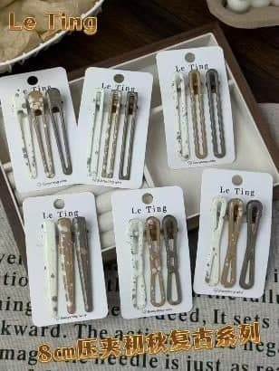Autumn Print Long Bar Snap Hair Clips, 8 cm