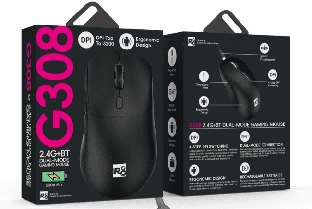 R8 G308 6D Wireless 2.4G & BT Rechargeable Gaming Mouse, 800-1200-1600-3200 DPI, 6 Buttons 2