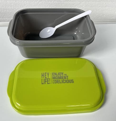 PP Plastic Salad Box, 21 x 14.5 x 8.5 cm, with Spoon and Fork