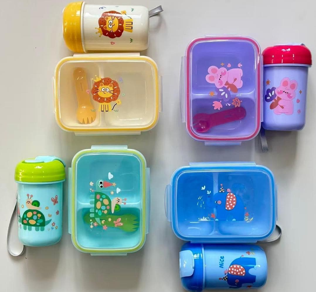 PP Plastic 3-Compartment Lunch Box, 21 x 15.5 x 7 cm, Ref. LB6003