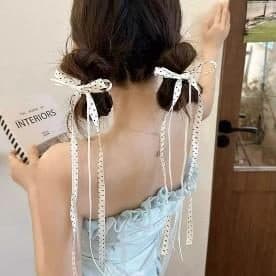 Lace Ribbon Hair Ties, Cream