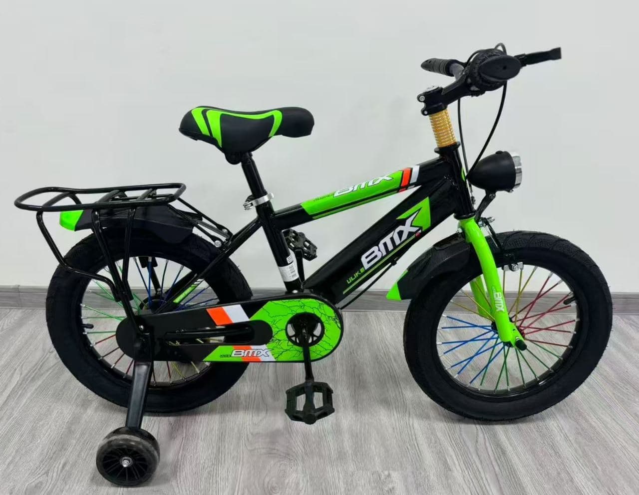 NL BMX Kids Bike with Rear Rack, Black and Blue 3