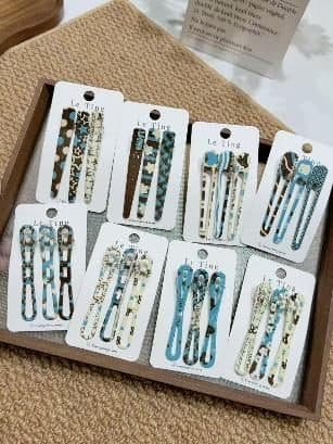 Floral Print Snap Hair Clips, Pastel