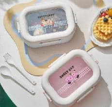 Astronaut PP Plastic Lunch Box, 23.5 x 17.2 x 7.3 cm, with Spoon and Fork