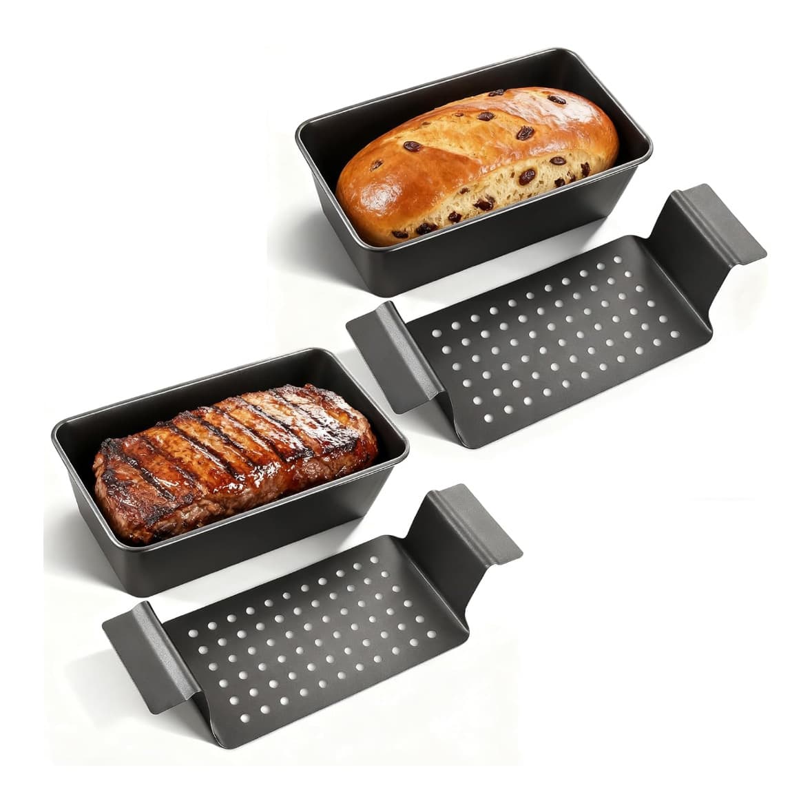 Non-Stick Toast & Loaf Tin with Side Handles, Black 2