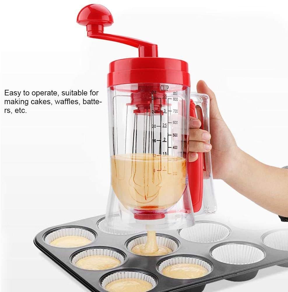 Hand-Cranked Batter Dispenser Cup with Funnel for Pancakes & Cake 6