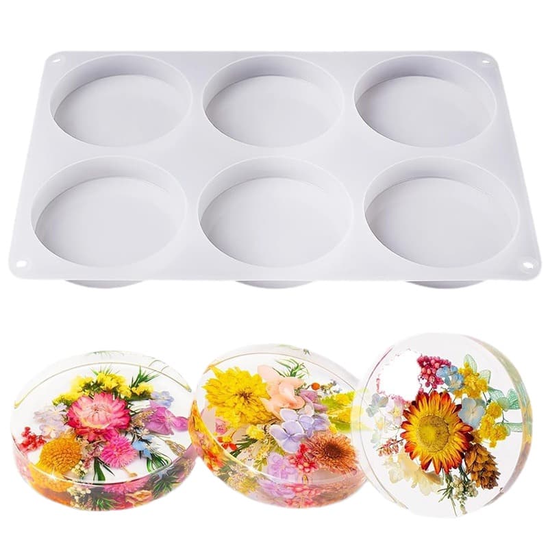 6-Piece Large Round Coaster Resin Silicone Mould Set 5
