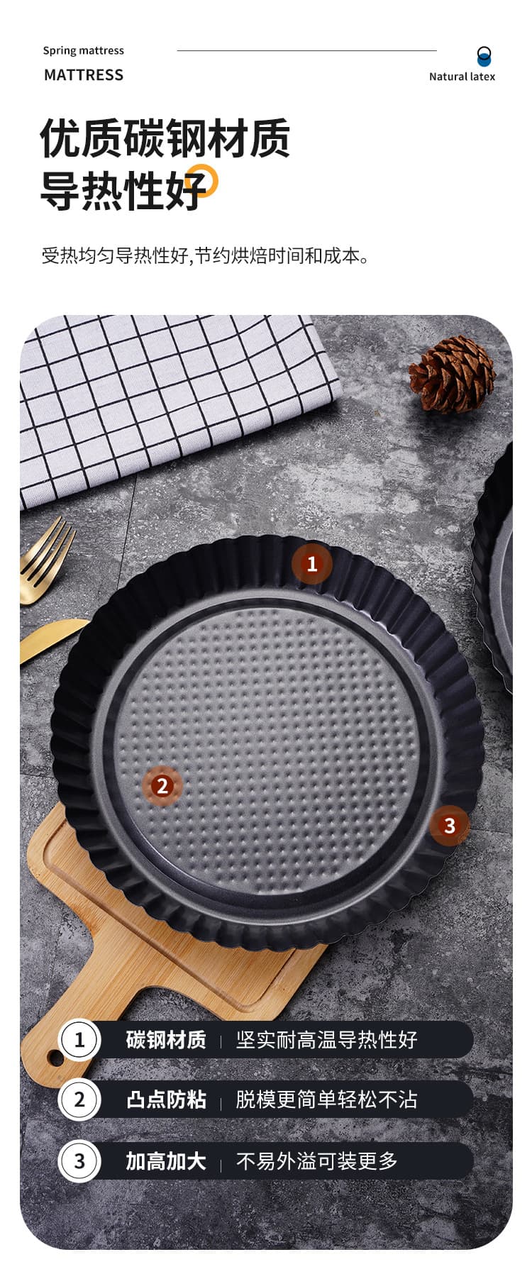 Carbon Steel Non-Stick Round Fluted Tart & Pizza Pan 4