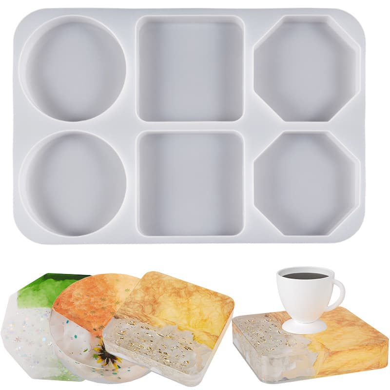 6-Piece Large Round Coaster Resin Silicone Mould Set 2