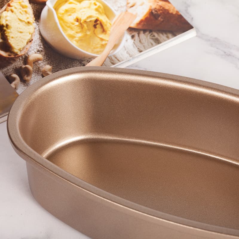 Golden Carbon Steel Non-Stick Oval Cheesecake Mould 2