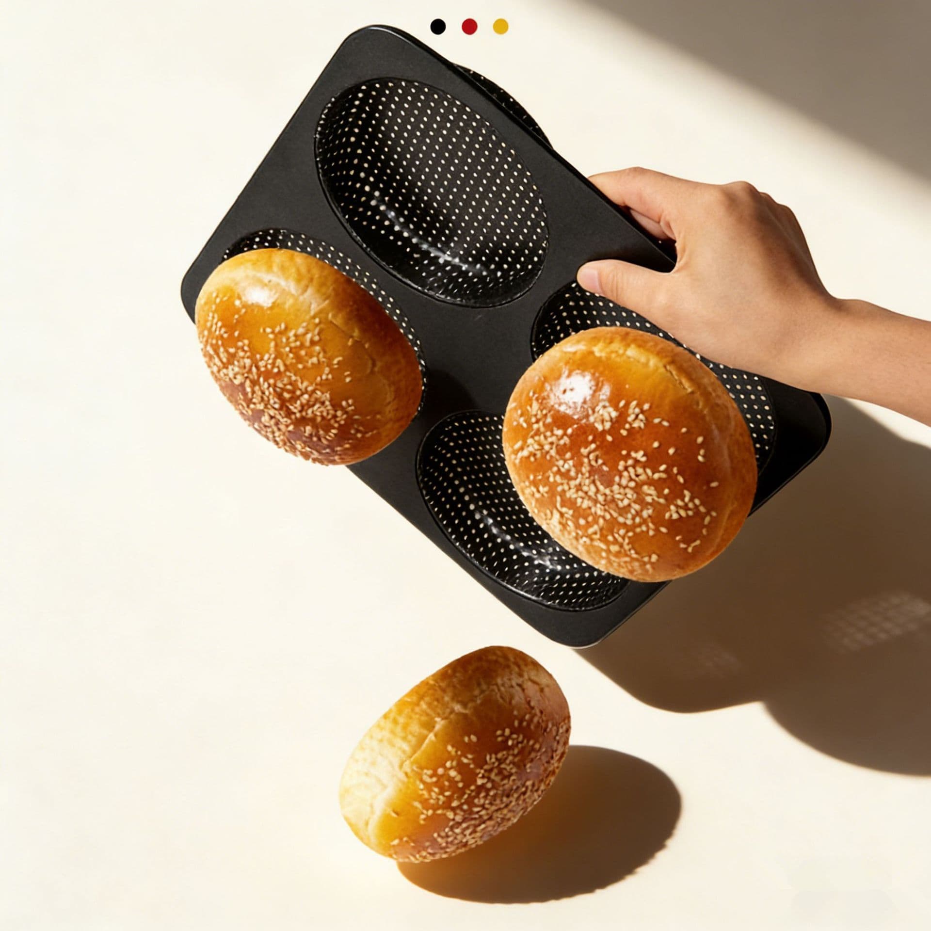 4-in-1 Perforated Non-Stick Bun Mould for Burger, Pineapple & European Bread 4