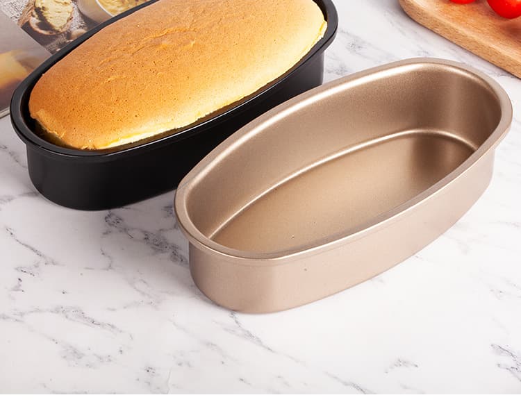 Golden Carbon Steel Non-Stick Oval Cheesecake Mould 4