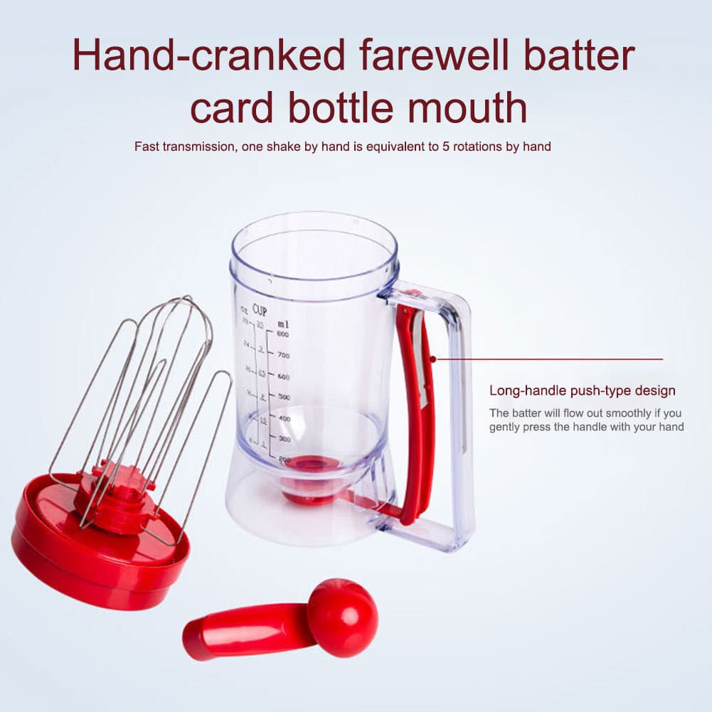 Hand-Cranked Batter Dispenser Cup with Funnel for Pancakes & Cake 2