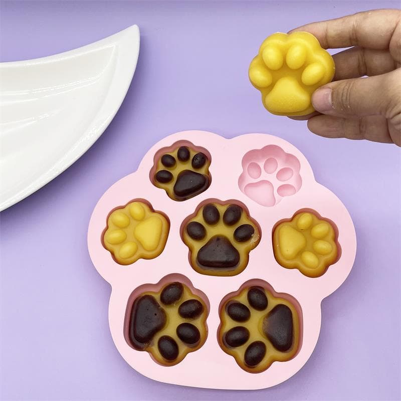 Food-Grade Silicone Cat-Paw Mould, 7 Cavities, Baby-Food Safe 2