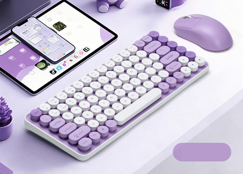 HK05 Wireless Keyboard & Mouse Combo | 85-Key Retro Round Keycap, 2.4G + Bluetooth Dual-Mode | PC / Mac / Tablet / Android — Wholesale Min. 1 Set 3