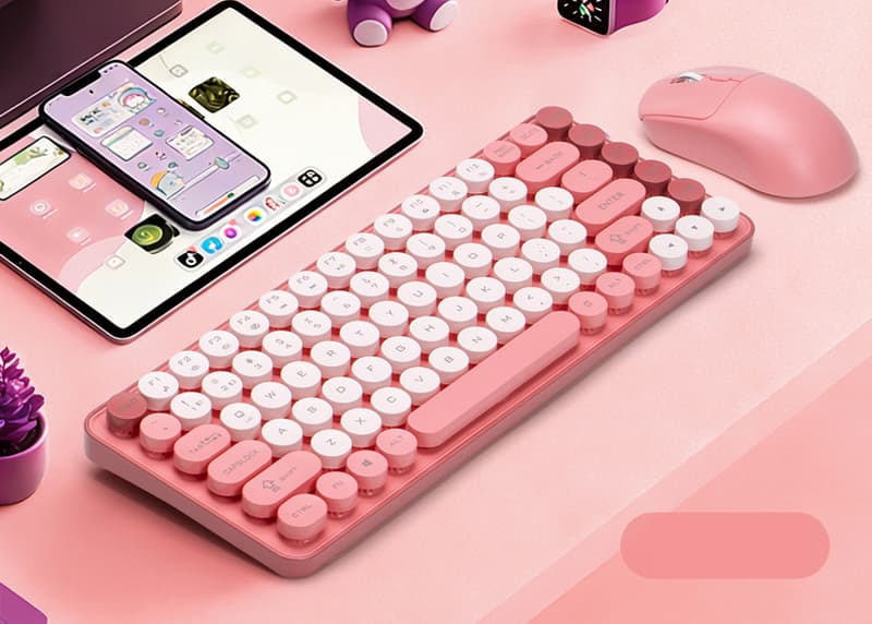 HK05 Wireless Keyboard & Mouse Combo | 85-Key Retro Round Keycap, 2.4G + Bluetooth Dual-Mode | PC / Mac / Tablet / Android — Wholesale Min. 1 Set 2
