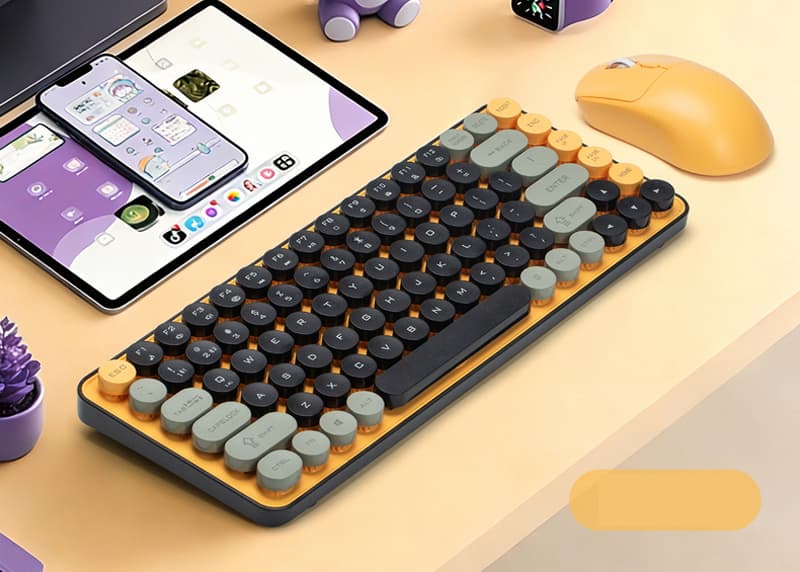 HK05 Wireless Keyboard & Mouse Combo | 85-Key Retro Round Keycap, 2.4G + Bluetooth Dual-Mode | PC / Mac / Tablet / Android — Wholesale Min. 1 Set 5