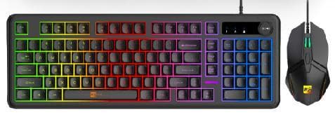 R8 GW1000 98 Keys Multimedia Keyboard and Mouse with Rotary Knob RGB Lighting English & Arabic &...